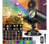 YAZEKY Proyector Navidad 24 Diapositivas 2-en-1 Con 10 Colores, Luces Exterior Interior, Copo de Nieve Decoración para Fiesta, Año Nuevo