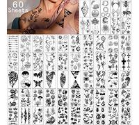 Yazhiji Tatuajes temporales impermeables - 60 hojas de tatuaje falso pequeño, flores de corona de estrellas, tatuajes de colección de mariposas de animales para niños, adultos, hombres y mujeres