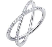 YAZILIND Blanco de 18 quilates Chapado en Oro X Anillo de circonita CZ Criss Cross Anillos para las Mujeres Declaración de la Promesa de la Joyería(Size10)