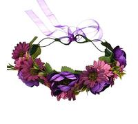 YAZILIND Boda Nupcial Rosa Flor Guirnalda Corona de Dama de Honor Tocado Floral Garland Playa Foto apoyos Diadema (púrpura)