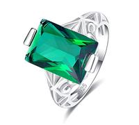 YAZILIND Cuadrado Forma Verde Grande cúbico Zirconia declaración de la Boda Anillo de Plata 925 Mujeres participación joyería Regalo Fiesta (14, 5)