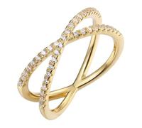 YAZILIND de 18 quilates Chapado en Oro X Anillo de circonita CZ Criss Cross Anillos para las Mujeres Declaración de la Promesa de la Joyería(Size10)