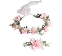 YAZILIND De hadas de la Flor de la Corona con la Pulsera - Rosa Floral Diadema con Perlas de Mariposas y los Encantos de las Mujeres, las Bodas, y los cuentos de las Partes
