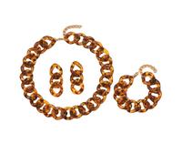 YAZILIND de las Mujeres de la Concha de Acrílico Grueso Collar de Cadena de la Pulsera y Aretes Conjunto - Declaración de la Joyería para la Fiesta, Casual y Trajes Vintage