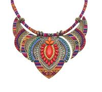 YAZILIND Estilo étnico Chunky Colorful Ethnic Festival Tribal Bibed Bib Collar Gargantilla Disfraz Collar # 1