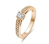 YAZILIND Eternidad Amor Mujeres 18K Oro Chapado Princesa Corte CZ Incrustaciones Crystal Engagement Rings Mejor Promesa Anillos Aniversario Bands para Lady Girl Alto Polaco Confort tamaño 14,5