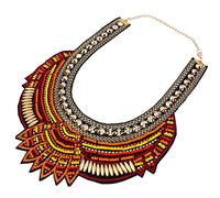 YAZILIND Ethnic Art Kaffee Multiple Millet Beads Chunky Kette Bib Statement-Kragen-Halskette für Frauen