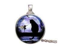 YAZILIND "Gato a la luz de la Luna Forma Collar Colgante de Piedras Preciosas Joyas para niñas (Plata)