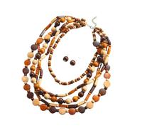 YAZILIND las Mujeres del Disco de Madera de la Joyería Conjunto de Capas de la Declaración de Collar y Aretes | Bohemio de Madera Natural con Cuentas de Joyería Casual,Vacaciones y Festival de Ve(#4)