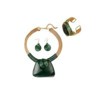 YAZILIND Mujeres Bohemio de la Declaración de la Joyería Set - Resina Colgante, Collar, Aretes y Pulsera, Retro Diseño en Espiral para el Partido, la Boda, y la ropa de Diario(Verde)