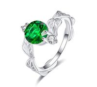 YAZILIND Mujeres Ronda topacio Hoja sinuosa Compromiso Anillo de Boda en 925 Plata de Ley para Amante Regalo Verde(12)