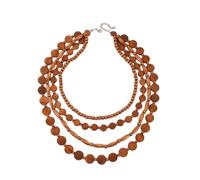 YAZILIND Naturales de la Mujer de Madera Perla Collar Hecho a Mano 3-Capa Boho Declaración Collar, Ligero Eco-Friendly de la Joyería(Brown1)