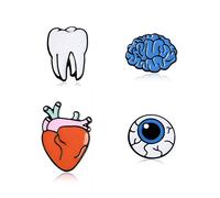 YAZILIND Ojo órgano Cerebro corazón Dientes Forma Broche Pins Ropa Accesorio Pecho Corsage (4pc)