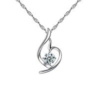 YAZILIND Plateado Encantador Collar de corazón de Amor Eterno Colgante con circonita para Mujeres Regalo del día de Las Madres Color Blanco