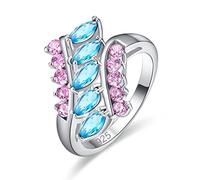 YAZILIND Platino Plateado Pretty Cubic Zirconia 2 Filas Boda Eternity Love Jewelry Anillo joyería Inteligente para Mujeres niñas Tamaño 19,5