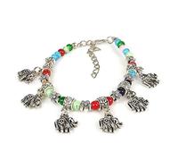 YAZILIND Retro Estilo étnico Tibetano Plata Color Cuentas pequeño Elefante Forma Ajustable Pulsera señoras joyería (Color)