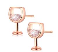 YAZILIND simple vino verde forma pendientes femenino lindo stud copa de la oreja joyería (oro rosa)