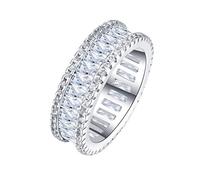 YAZILIND Wedding Band Ring Blanco cúbico Zirconia Rhinestone Plata 925 Compromiso joyería Fiesta Regalo (19, 5)