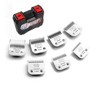 YAZIYIR Cuchillas desmontables para el aseo de perros de acero inoxidable, compatibles con Andis, Oster-A5, Wahl KM-10 Series, tamaño 10/30/40/7F/5F/4F/3F, 7 unidades
