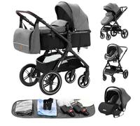 YAZOCO Carrito Bebe 3 en 1, Colapso Silla de Paseo Multifuncional Vista Alta Accesorios Cómodos Para Asientos (Gris)