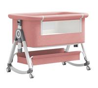 YAZOCO Cuna 3 en 1, Cuna de colecho, Crib Mecedora, Ajuste de Altura e inclinación del colchón, 4 Ruedas con Freno, Colchón Ergonómico (Rosa)