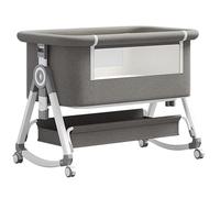 YAZOCO Cuna 3 en 1, Cuna de colecho, Crib Mecedora, Ajuste de Altura e inclinación del colchón, 4 Ruedas con Freno, Colchón Ergonómico (Gris)