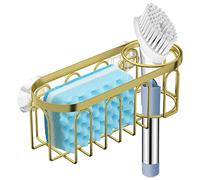 Yazoni Soporte de Esponja 2 en 1 para Fregadero de Cocina, Estante de Esponja con Ventosa, Organizador de Fregadero de Cocina, sin Taladro, a Prueba de óxido, Organizador de Fregadero de Cocina para