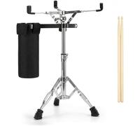 Yazoni Soporte de tambor con soporte para baqueta, trípode plegable de doble soporte para tambores de 10 a 12 pulgadas, altura ajustable de 17.7 a 26.7 pulgadas para principiantes de tambor, ligero