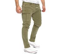 Yazubi Jayden - Pantalones Cargo Chino para Hombres - Pantalones Cargo con Ajuste Slim para Hombres, Verde (Dusky Green 170517), W33/L30