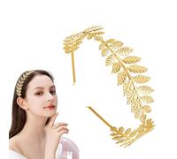 YAZWUR 1 pieza Corona de hojas, tiara de oro con banda de hojas, tocado de hoja de laurel, tocado bohemio, tocados novia, diadema para novia, para chicas, diademas mujer