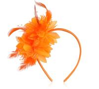 YAZWUR 1 pieza Naranja Diadema de Plumas, Diadema de Plumas con Flores Artificiales, Tocados de Plumas, Cocktail Tea Party Accesorios, Diadema de Pluma de Disfraz para Pascua Halloween