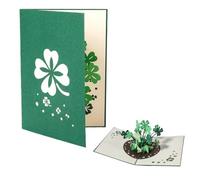 YAZWUR 1 pieza Tarjeta de Felicitación Desplegable con Trébol de la Suerte, Tarjeta Cumpleaños 3D, Tarjeta Regalo para Año Nuevo, Tarjeta Cuantica de Sanacion, Buena Recuperación