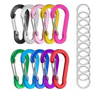 YAZWUR 10 Piezas Mosquetones Pequeños de Aluminio con Anillas para Llaves, Camping, Mochilas, Pesca (5cm) (10 Colores)