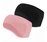 YAZWUR 2 Piezas Cinta para el Pelo Hombre y Mujer, Orejeras Cintas de Pelo para Primavera/Otoño, Orejeras Calientes para Correr, Jogging, Senderismo, Ciclismo (Negro, Rosa)