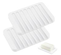 YAZWUR 2 unidades jabonera de silicona con drenaje, diseño antideslizante para baño, ducha y cocina, soporte para pastillas de jabón (blanco)