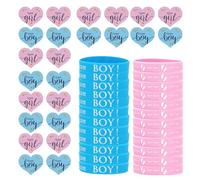 YAZWUR 24 Pcs Stickers, 24 Pcs Pulseras Team Girl o Boy Decoración Fiesta de Revelación de Género para Baby Shower, Fiesta de Bebé (Revelación de Género, Decoración Fiesta Bebé)