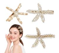 YAZWUR 3 piezas Pinzas de Pelo de Estrella de Mar, Horquillas Estrella de Mar, Elegante Horquillas Estrellas, Pinzas Pelo Mujer, Pinza de Pelo de Perla, Horquillas Pelo Mujer Fiesta