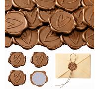 YAZWUR 30 Piezas Adhesivas Sellos de Cera Vintage Decoración Clásica para Invitaciones, Sobres, Cumpleaños y Fiestas (Corazón) (Marrón Oscuro)