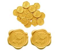 YAZWUR 30 Piezas Sellos de Cera Autoadhesivos Forma de Rosa Pegatinas Decorativas para Bodas, Invitaciones, Regalos, Cartas (Dorado Claro)