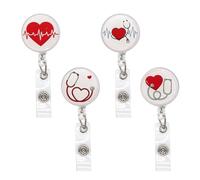 YAZWUR 4 piezas Llavero retractil badge holder Extensible, Lanyard Enfermera, Accesorios Prácticos y Duraderos, para Identificación Ideal para Enfermeras Doctores Profesores y Estudiantes