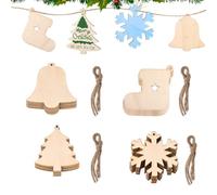 YAZWUR 40 Piezas Adornos de Madera para Navidad, Decoración de Árbol de Navidad de Madera, Colgantes Navideños de Madera, Manualidades Infantiles para Navidad, Decoración DIY para Árbol de Navidad