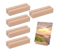 YAZWUR 5 piezas soportes para tarjetas de madera con adhesivo de doble cara, soporte estable para mesa, madera natural, peana, postales, ideal para menús, postales y fotos en bodas, fiestas y eventos