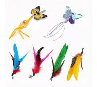 YAZWUR 6 PCS Juguetes para Gatos con Plumas, Juguete Interactivo para Gatos, Varita de Juego para Gatitos