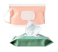 YAZWUR Pack de 2 Dispensadores Portátiles Reutilizables para Toallitas, Recargables, Impermeables y Resistentes al Polvo, Ideal para Viajes y Bebés (Rosa y Verde)