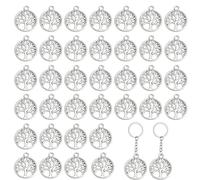 YAZWUR Set de 36 colgantes metálicos 'Árbol de la Vida' Ideal para proyectos de manualidades, creación de pulseras y joyería Regalos vintage para ocasiones especiales (Plata)