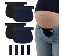 YAZWUR Set de 8 extensores para pantalones premamá con bandas de extensión abotonadas, apto para jeans y pantalones, ideal para mujeres con grandes fluctuaciones de peso (negro y azul marino)