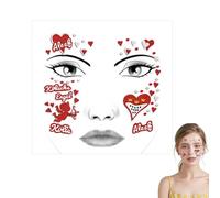 YAZWUR Tatuajes Faciales Carnaval Colonia Rojo y Blanco - Pegatinas para Mujeres y Hombres, Accesorios de Disfraz para Carnaval, Halloween y Fiestas Temáticas