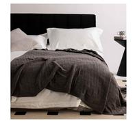 YB-FCJKPA 100% Cotton Solid Knit Throw Blankets, Soft Cozy Decorative Blanket, Machine Washable Throws for Couch Sofa Bed (Dark Grey)