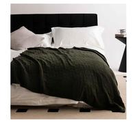 YB-FCJKPA 100% Cotton Solid Knit Throw Blankets, Soft Cozy Decorative Blanket, Machine Washable Throws for Couch Sofa Bed (Olive)