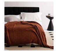 YB-FCJKPA 100% Cotton Solid Knit Throw Blankets, Soft Cozy Decorative Blanket, Machine Washable Throws for Couch Sofa Bed (Tawny Birch)